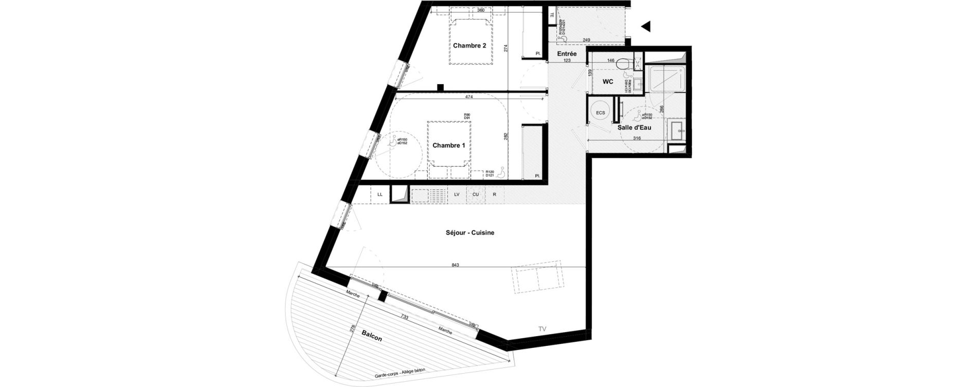 Appartement T3 de 77,10 m2 au Grau-Du-Roi Centre