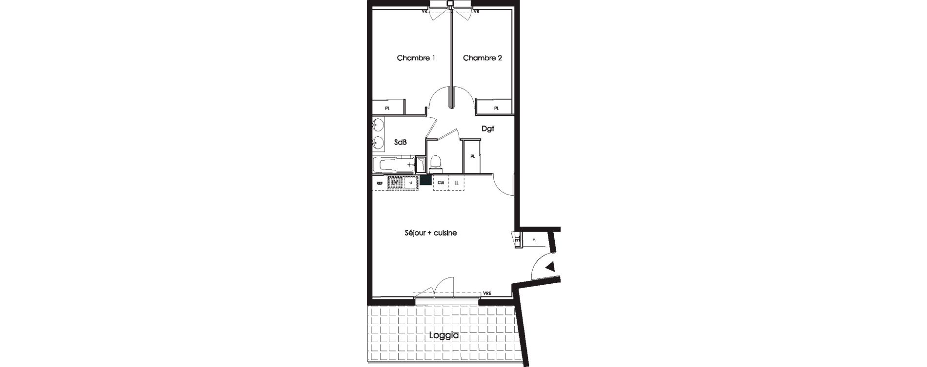 Appartement T3 de 63,40 m2 aux Angles Centre