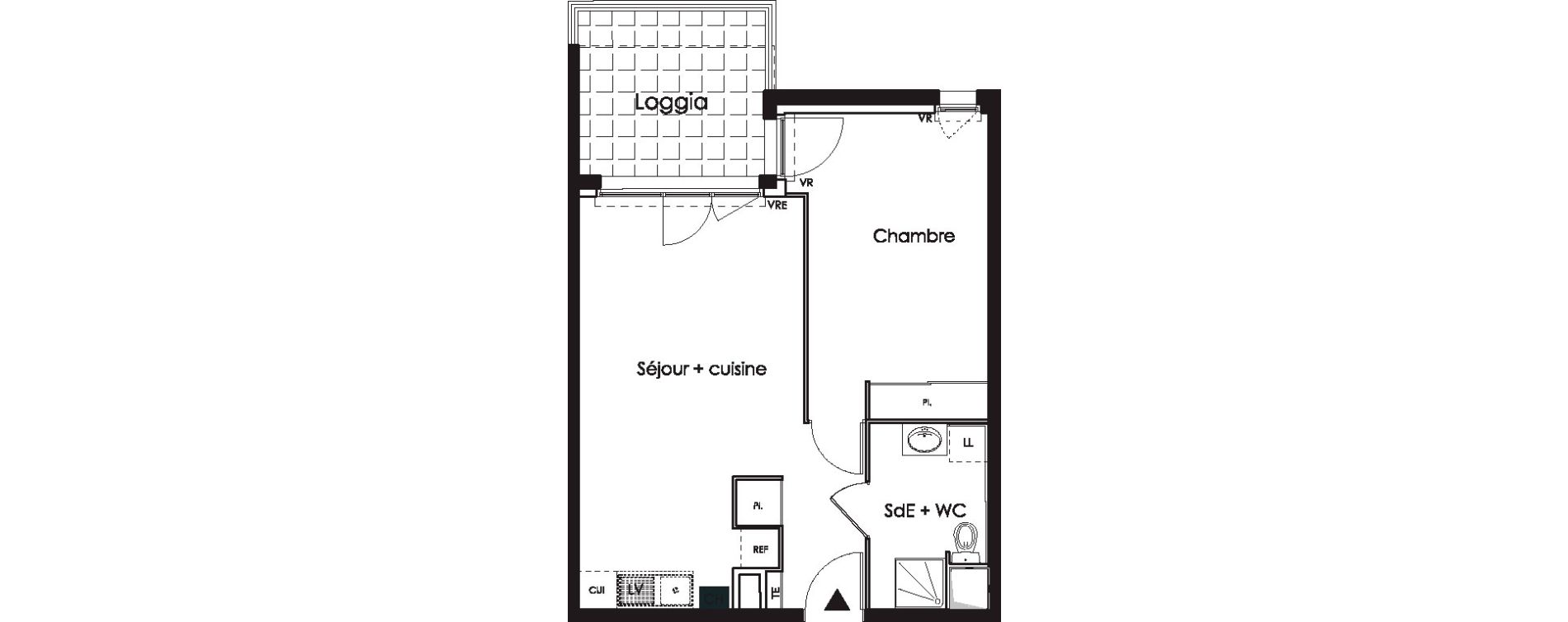 Appartement T2 de 43,90 m2 aux Angles Centre