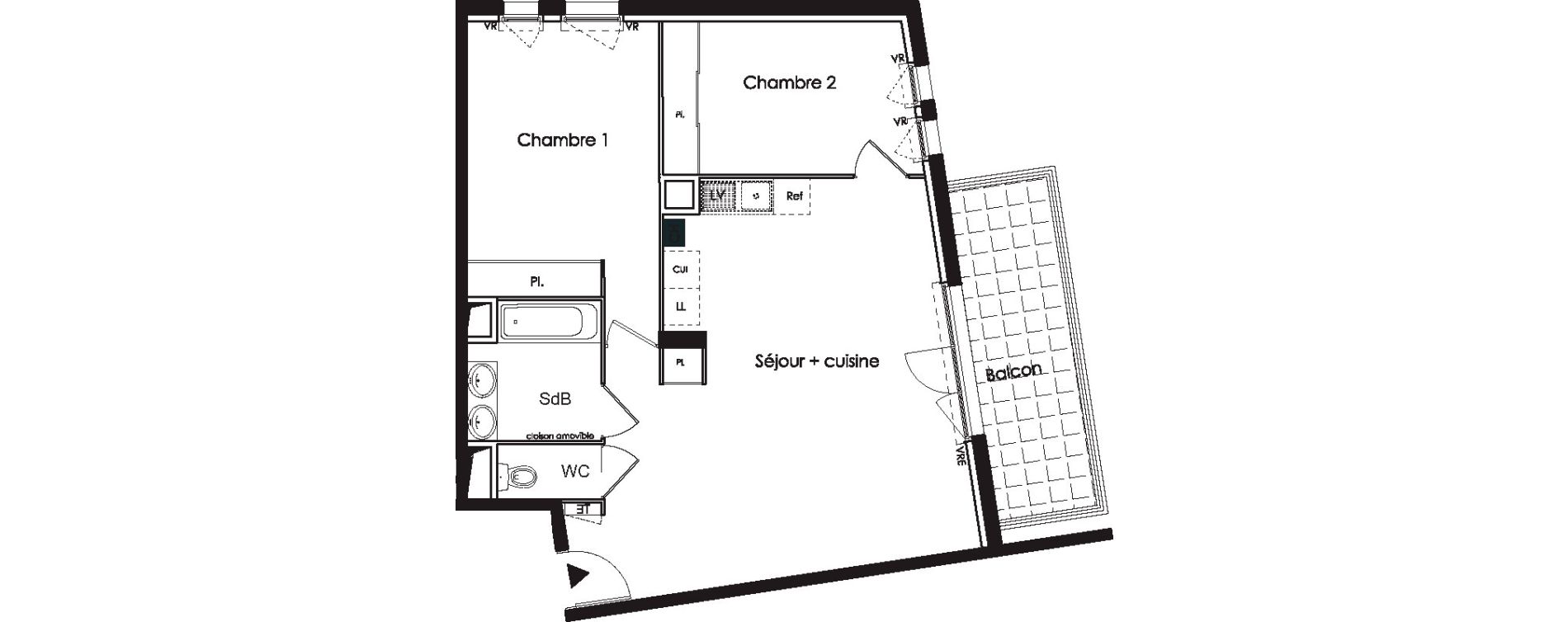 Appartement T3 de 66,10 m2 aux Angles Centre
