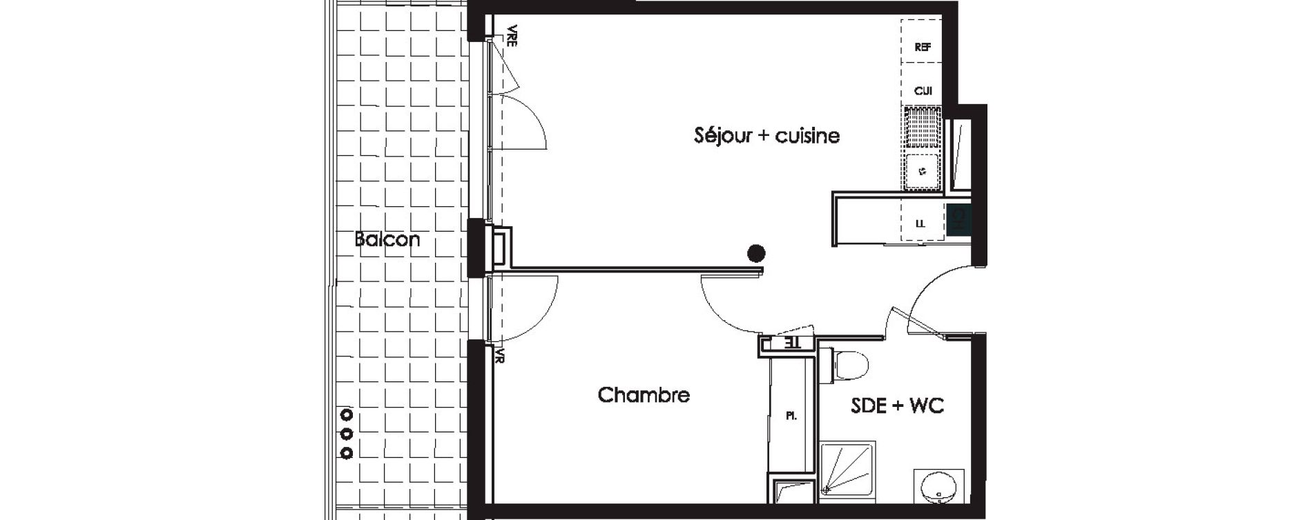 Appartement T2 de 43,40 m2 aux Angles Centre