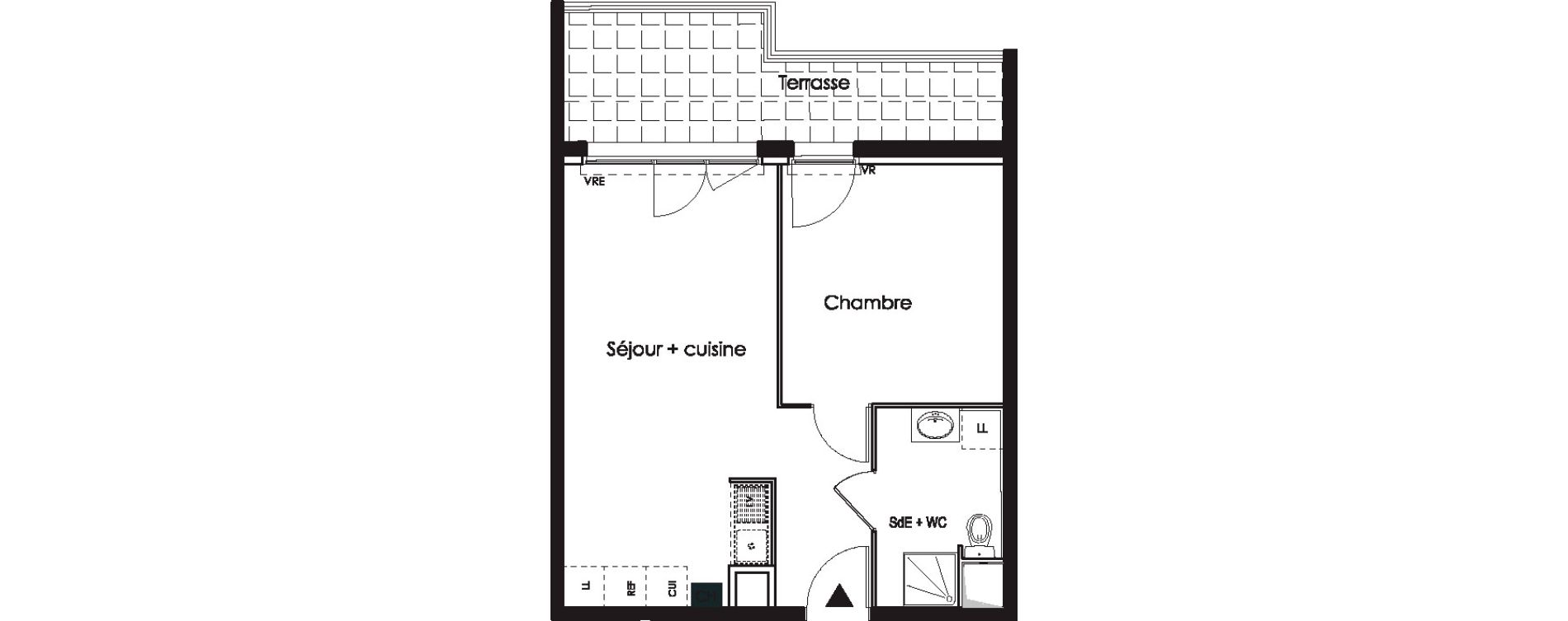 Appartement T2 de 39,90 m2 aux Angles Centre