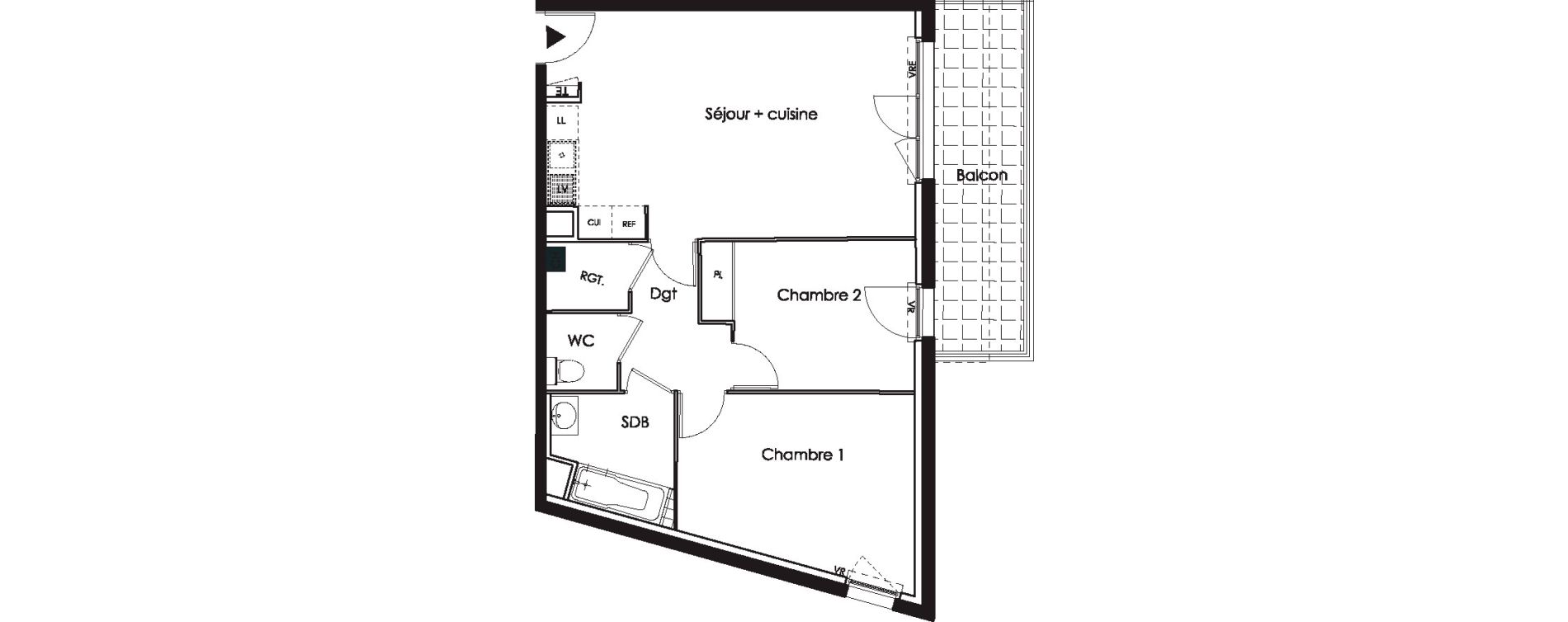 Appartement T3 de 62,10 m2 aux Angles Centre