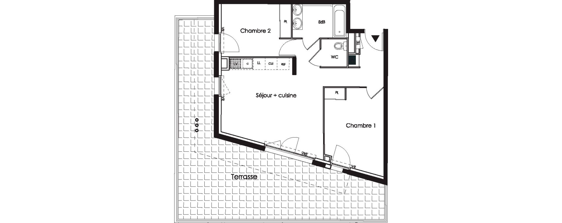 Appartement T3 de 56,10 m2 aux Angles Centre