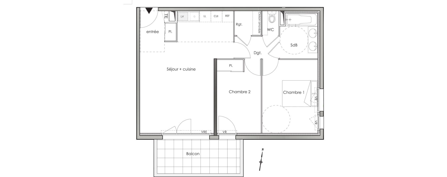 Appartement T3 de 59,70 m2 aux Angles Centre