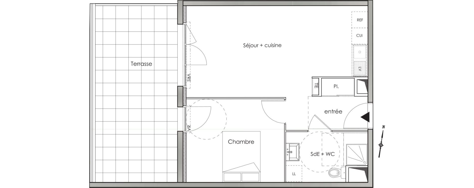 Appartement T2 de 42,50 m2 aux Angles Centre