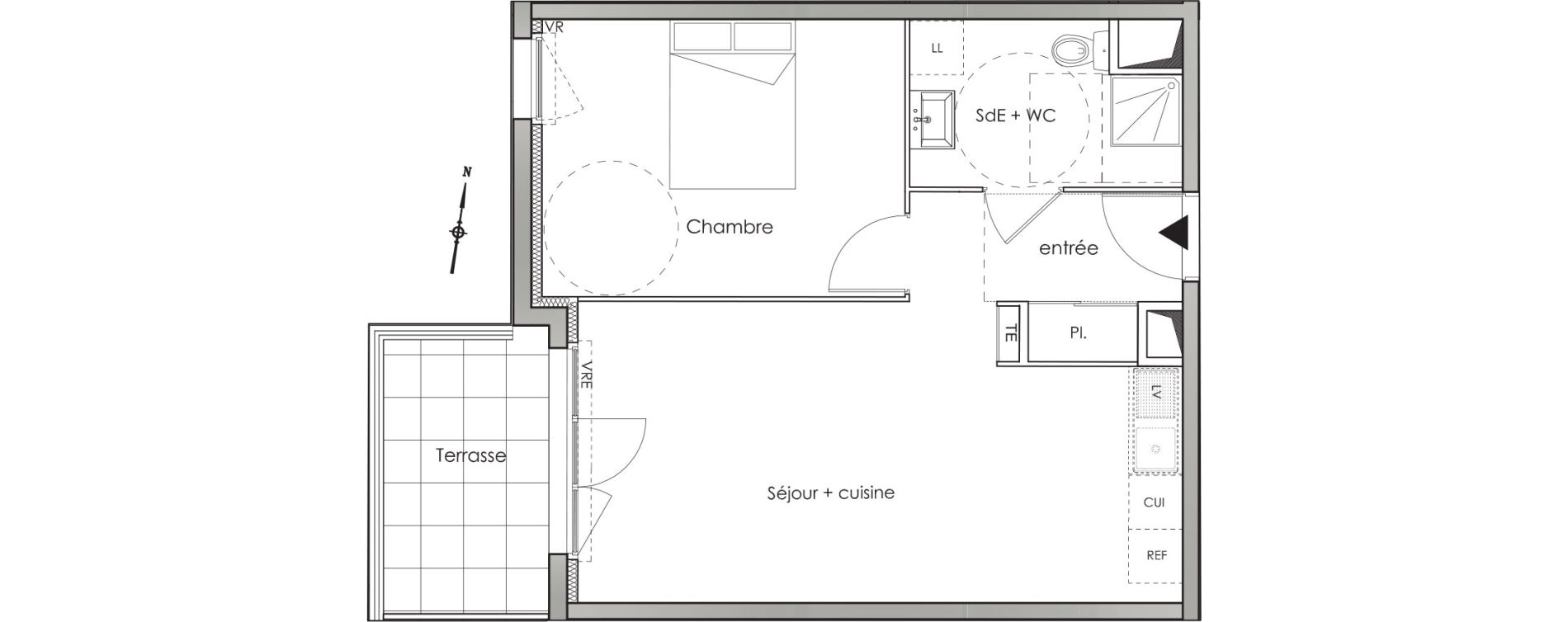 Appartement T2 de 43,40 m2 aux Angles Centre