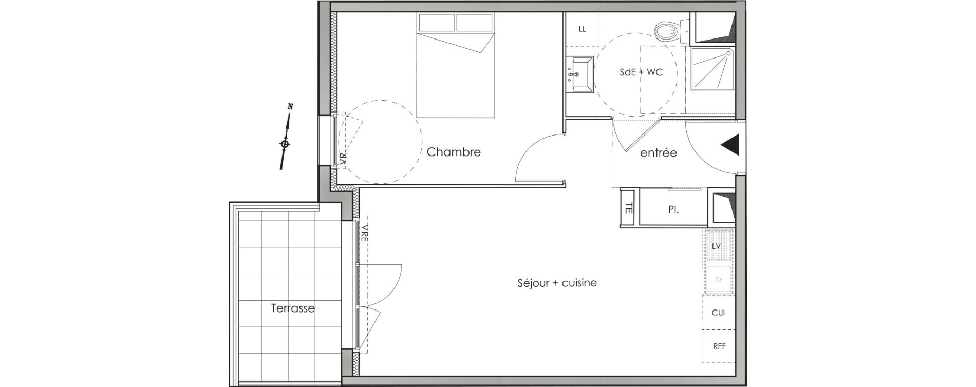 Appartement T2 de 43,50 m2 aux Angles Centre