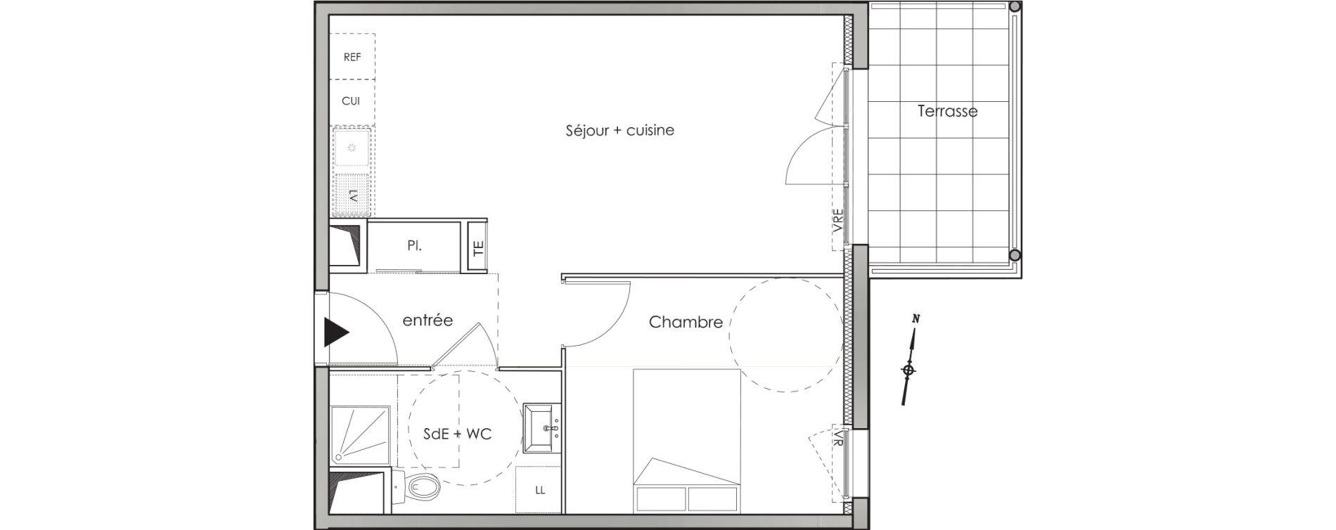 Appartement T2 de 42,30 m2 aux Angles Centre
