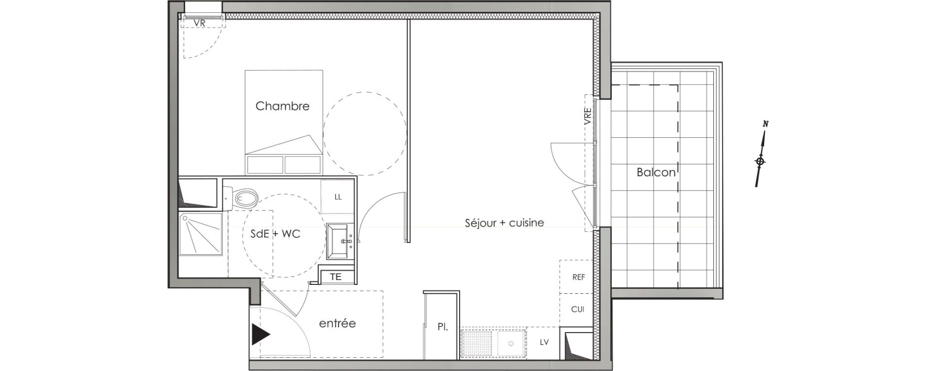 Appartement T2 de 41,80 m2 aux Angles Centre