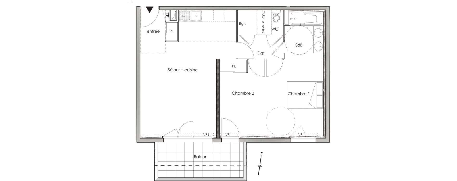 Appartement T3 de 59,70 m2 aux Angles Centre