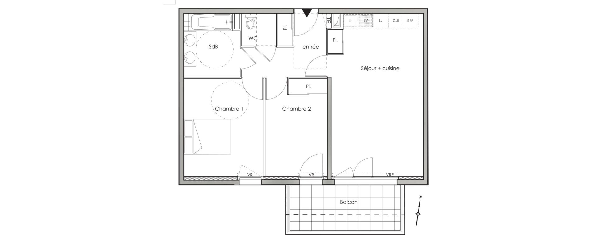 Appartement T3 de 60,40 m2 aux Angles Centre