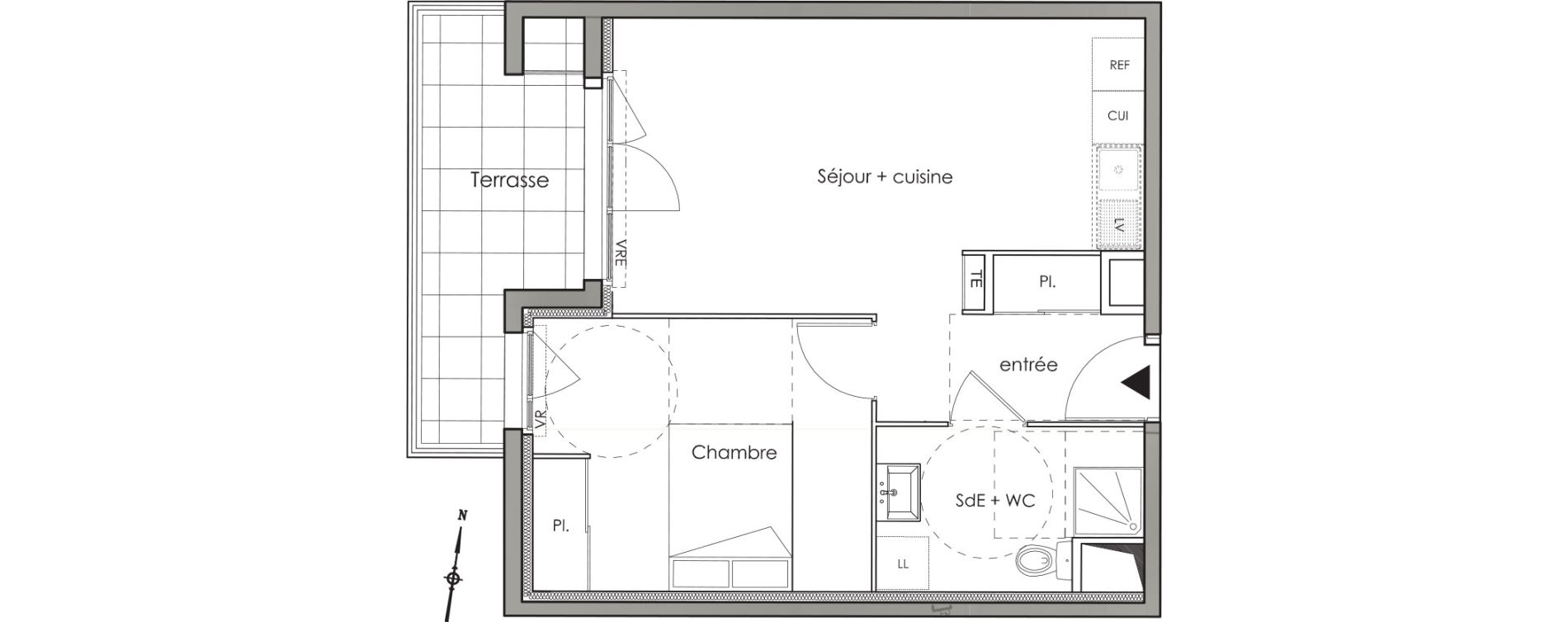Appartement T2 de 40,50 m2 aux Angles Centre