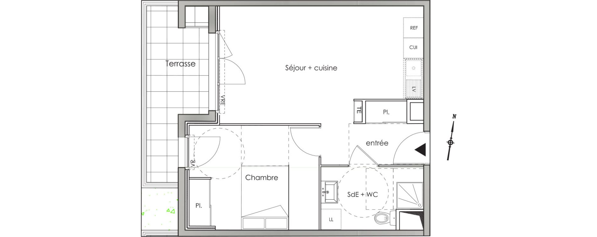 Appartement T2 de 41,10 m2 aux Angles Centre