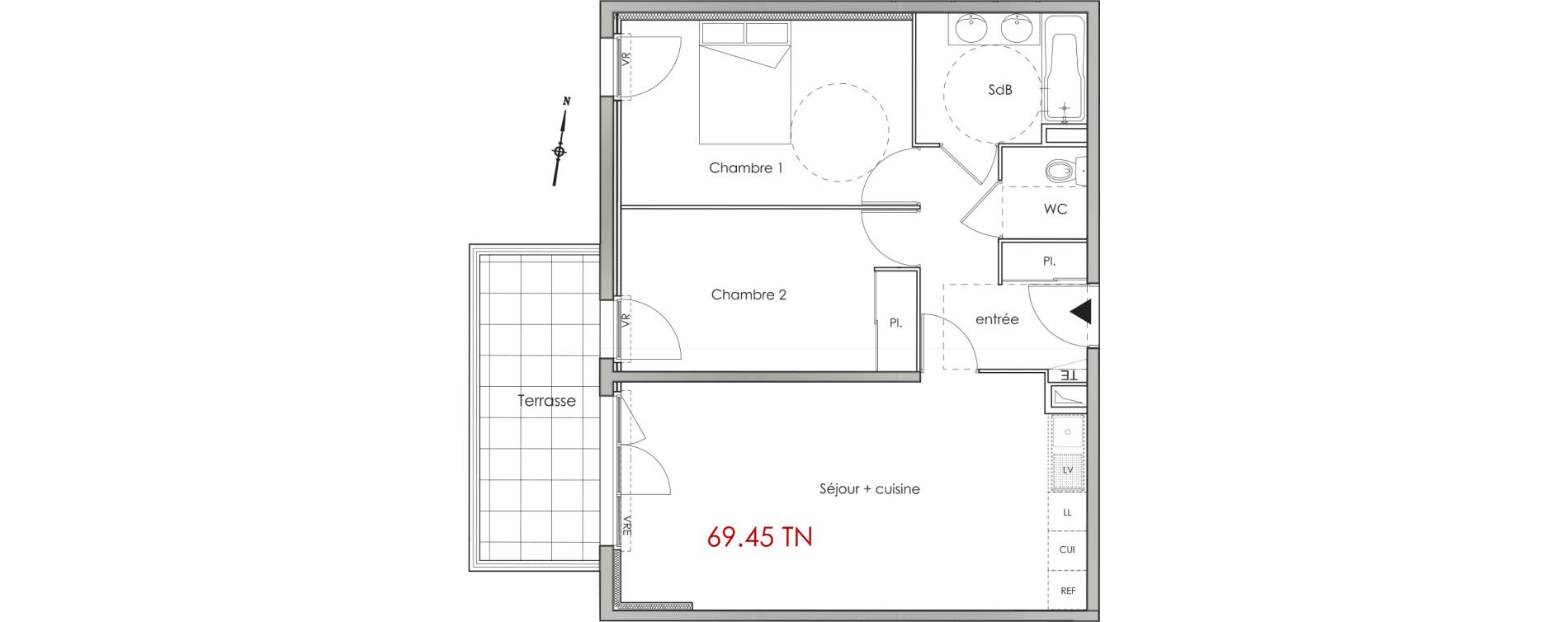 Appartement T3 de 62,20 m2 aux Angles Centre