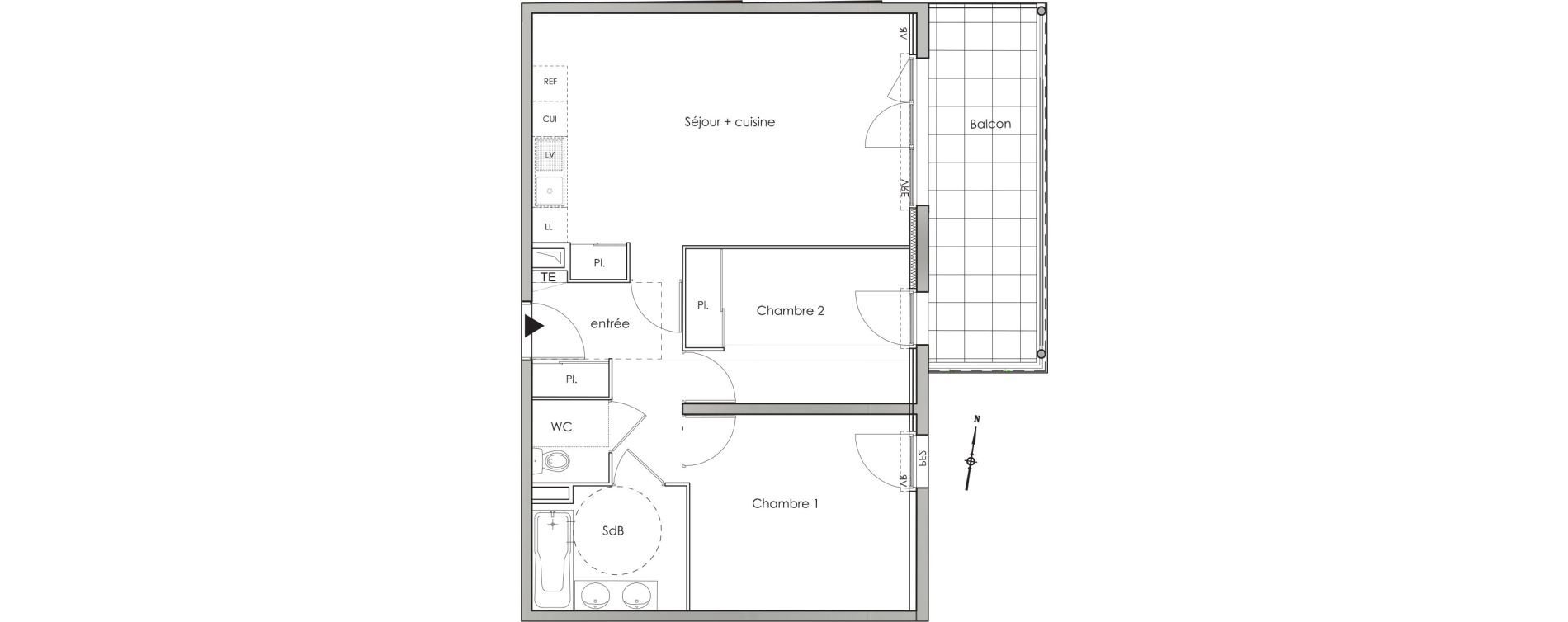 Appartement T3 de 62,70 m2 aux Angles Centre