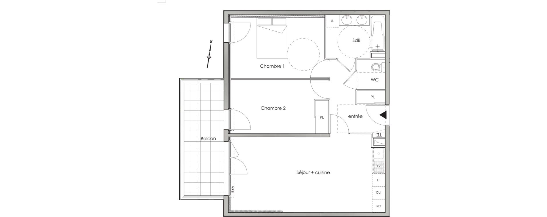 Appartement T3 de 62,20 m2 aux Angles Centre