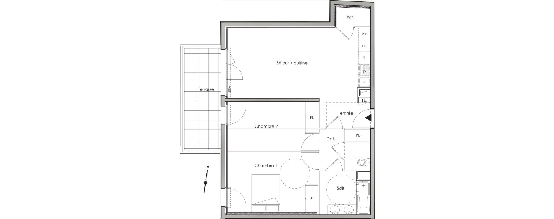 Appartement T3 de 64,90 m2 aux Angles Centre