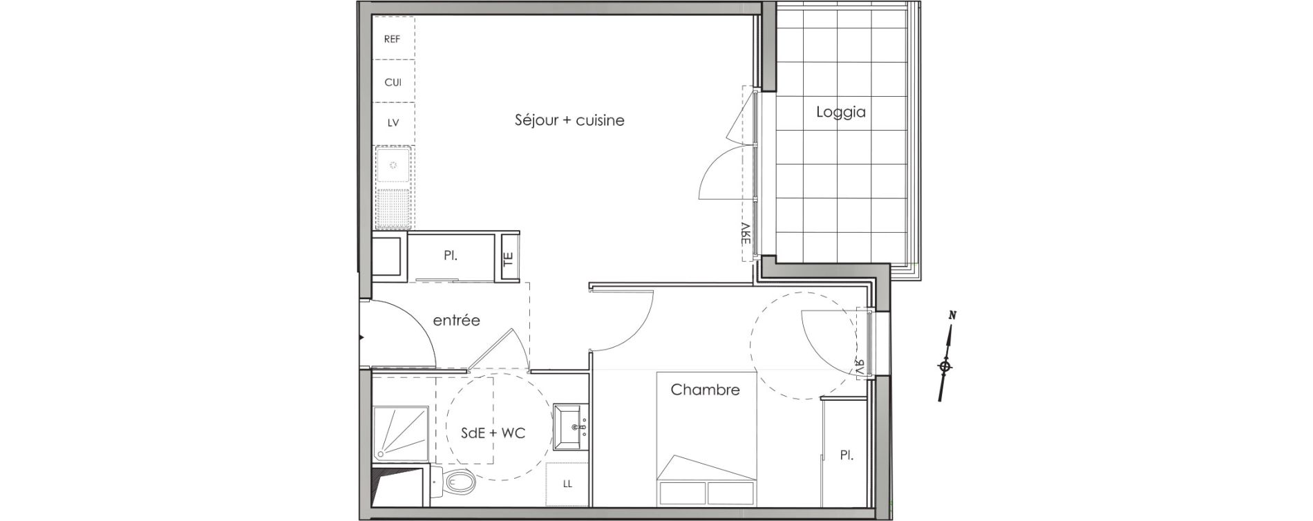 Appartement T2 de 40,20 m2 aux Angles Centre