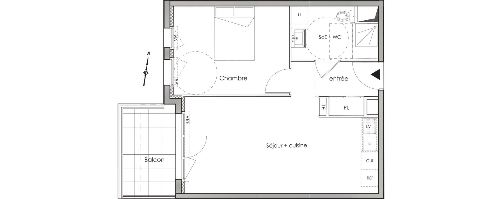 Appartement T2 de 43,50 m2 aux Angles Centre