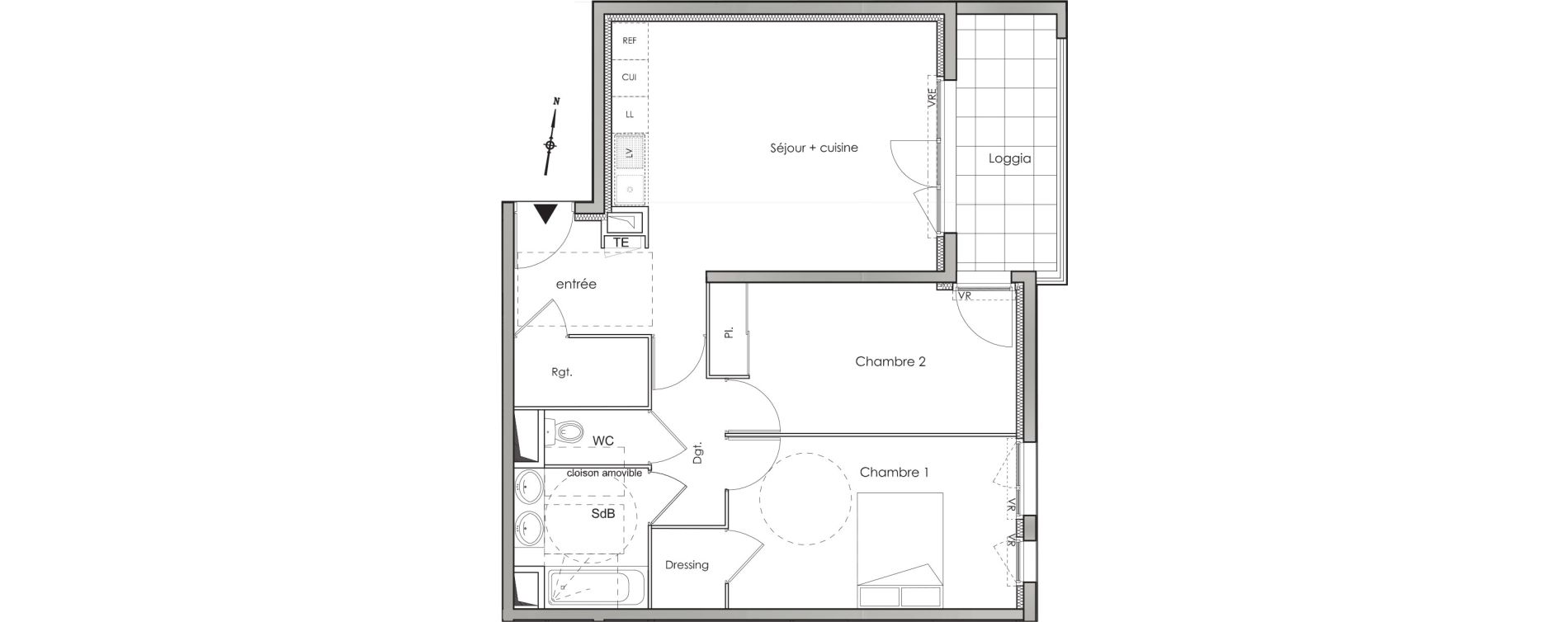 Appartement T3 de 64,50 m2 aux Angles Centre