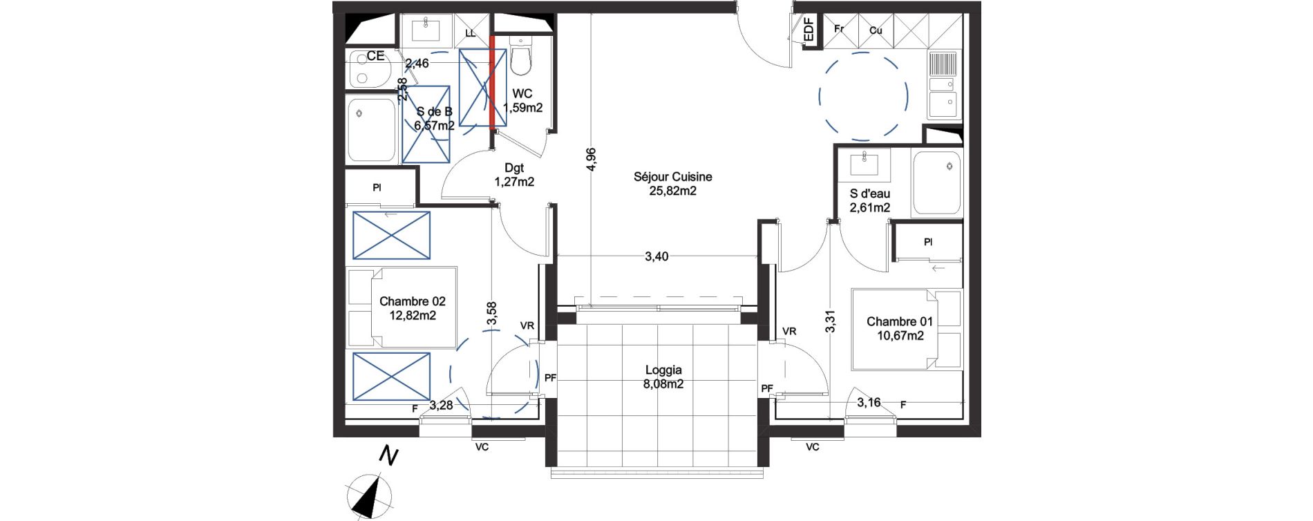 Appartement T3 de 61,35 m2 &agrave; Manduel Centre