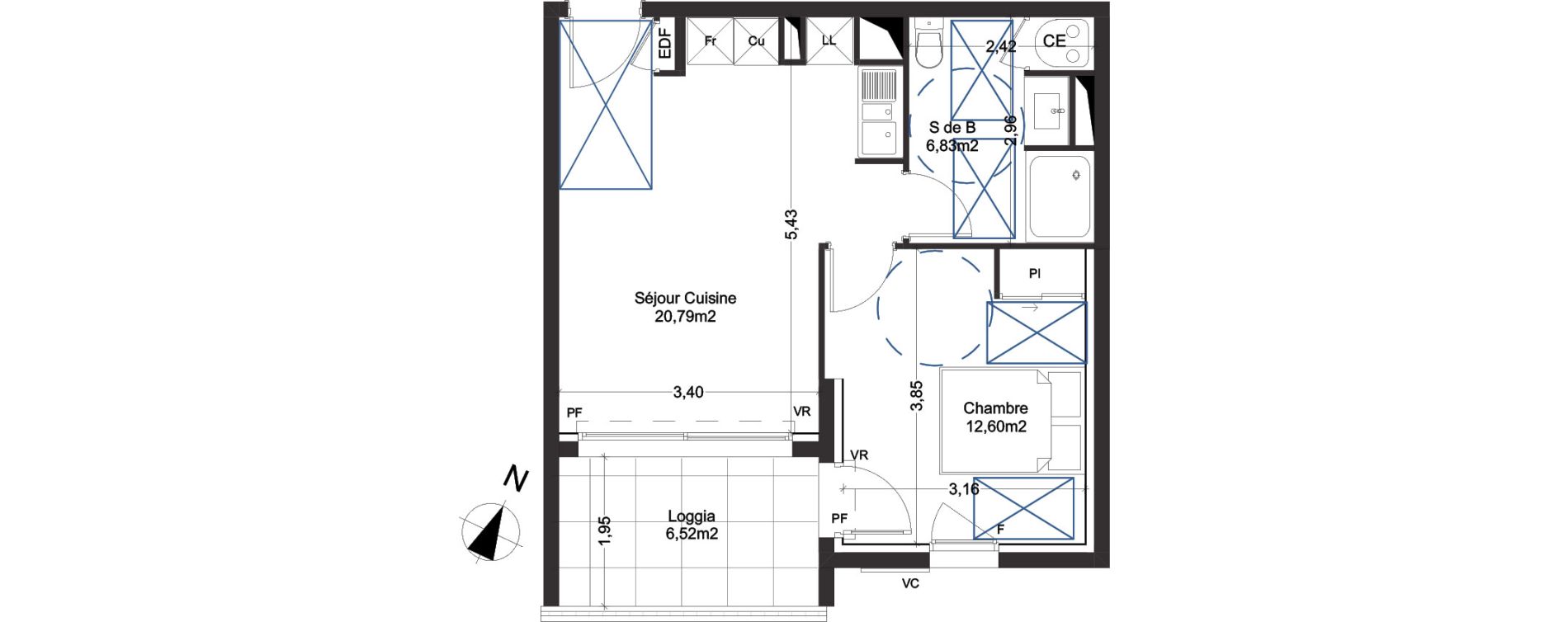 Appartement T2 de 40,22 m2 &agrave; Manduel Centre