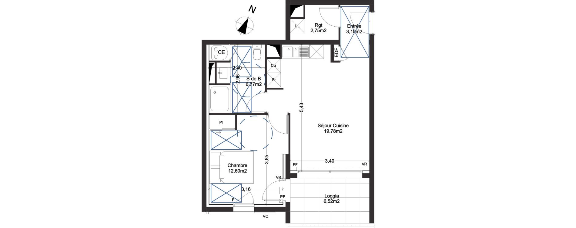 Appartement T2 de 45,00 m2 &agrave; Manduel Centre