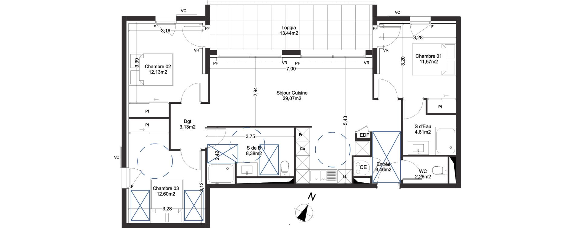 Appartement T4 de 87,21 m2 &agrave; Manduel Centre