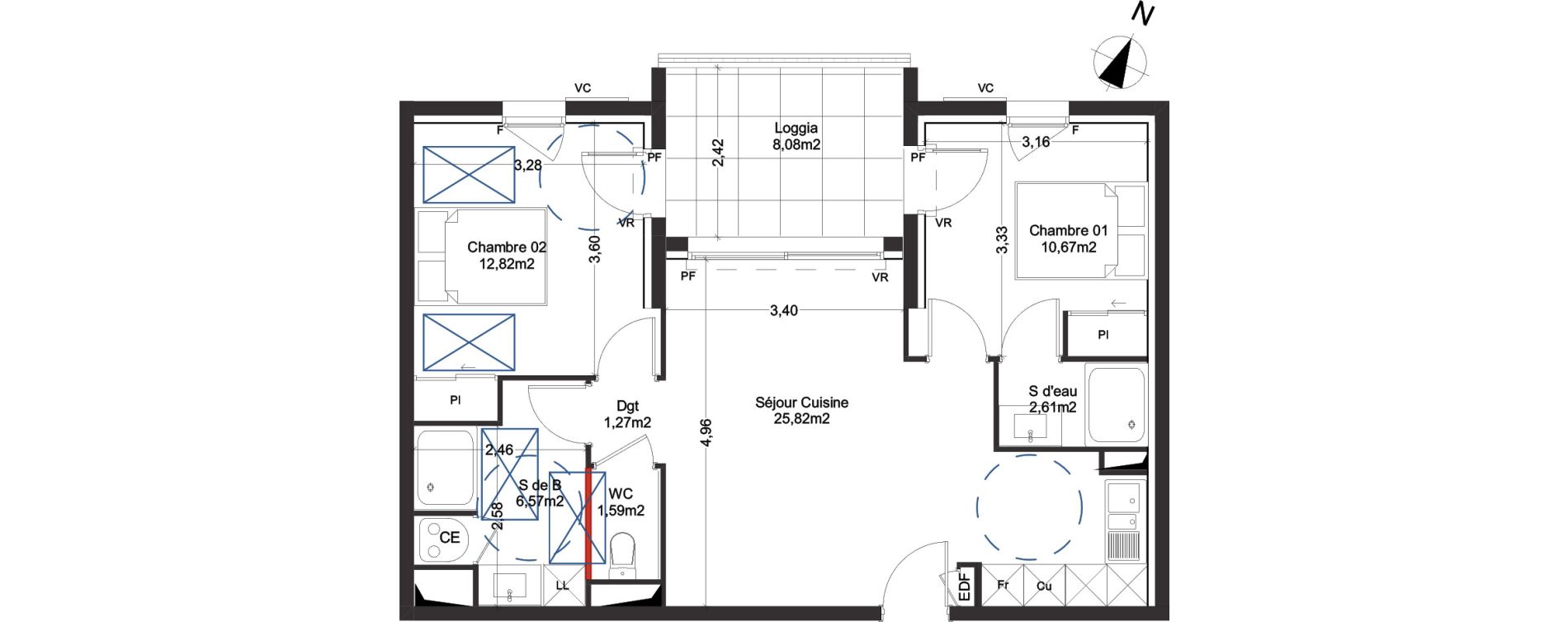 Appartement T3 de 61,35 m2 &agrave; Manduel Centre