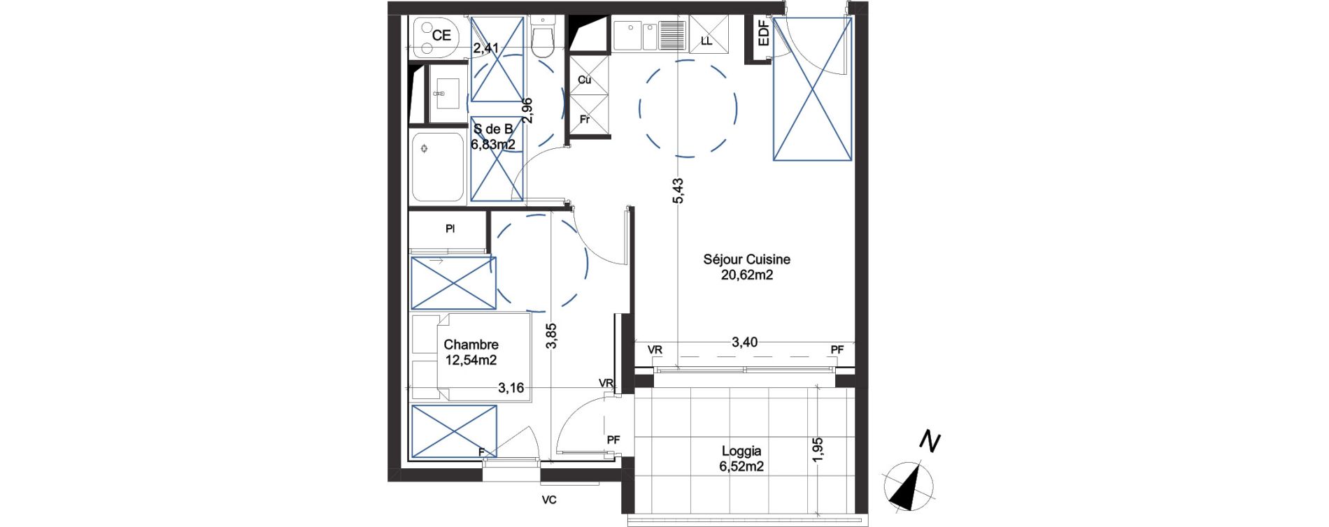 Appartement T2 de 39,99 m2 &agrave; Manduel Centre