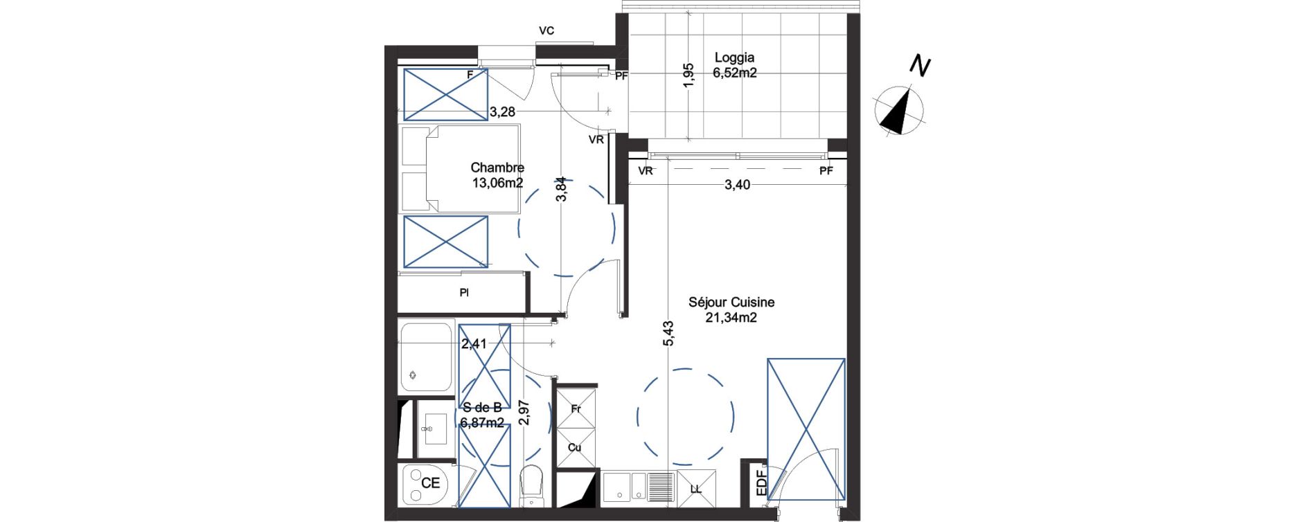 Appartement T2 de 41,27 m2 &agrave; Manduel Centre