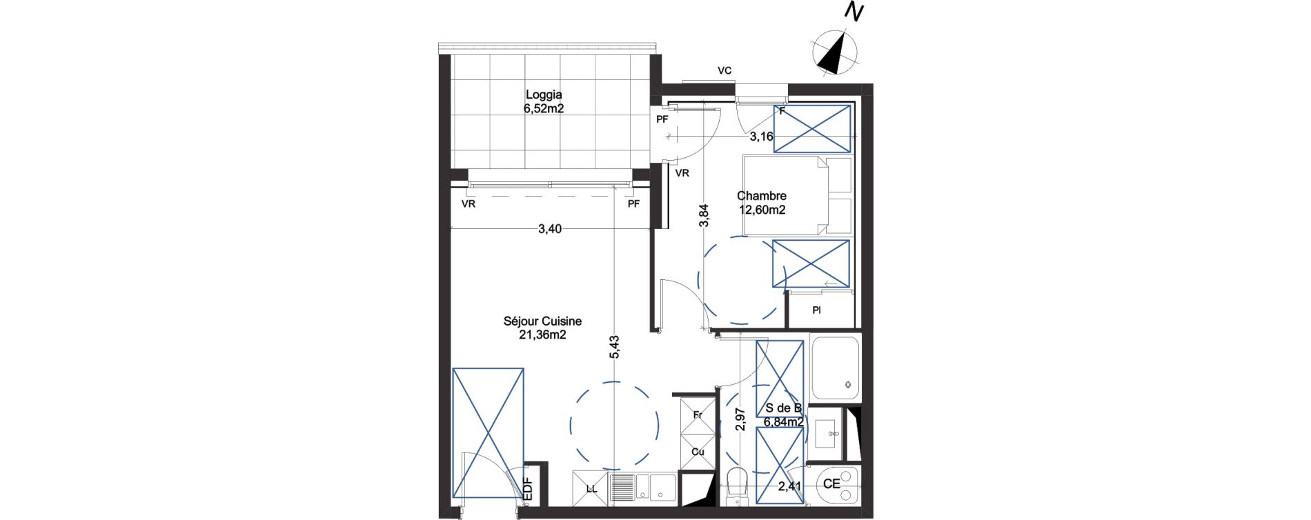 Appartement T2 de 40,80 m2 &agrave; Manduel Centre