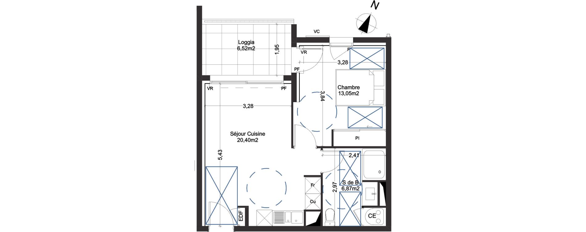 Appartement T2 de 40,32 m2 &agrave; Manduel Centre