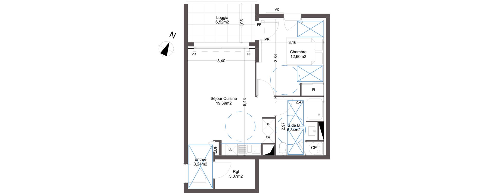 Appartement T2 de 45,41 m2 &agrave; Manduel Centre