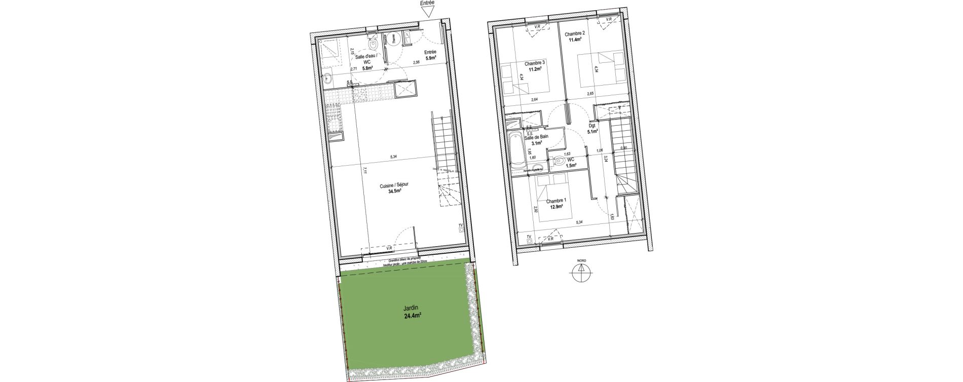Maison T4 de 91,40 m2 &agrave; Marguerittes Centre