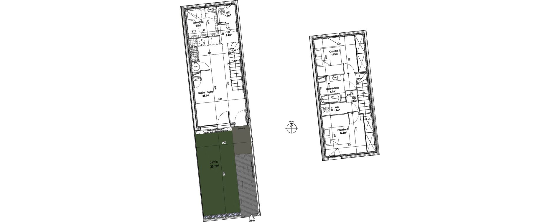 Maison T3 de 65,50 m2 &agrave; Marguerittes Centre