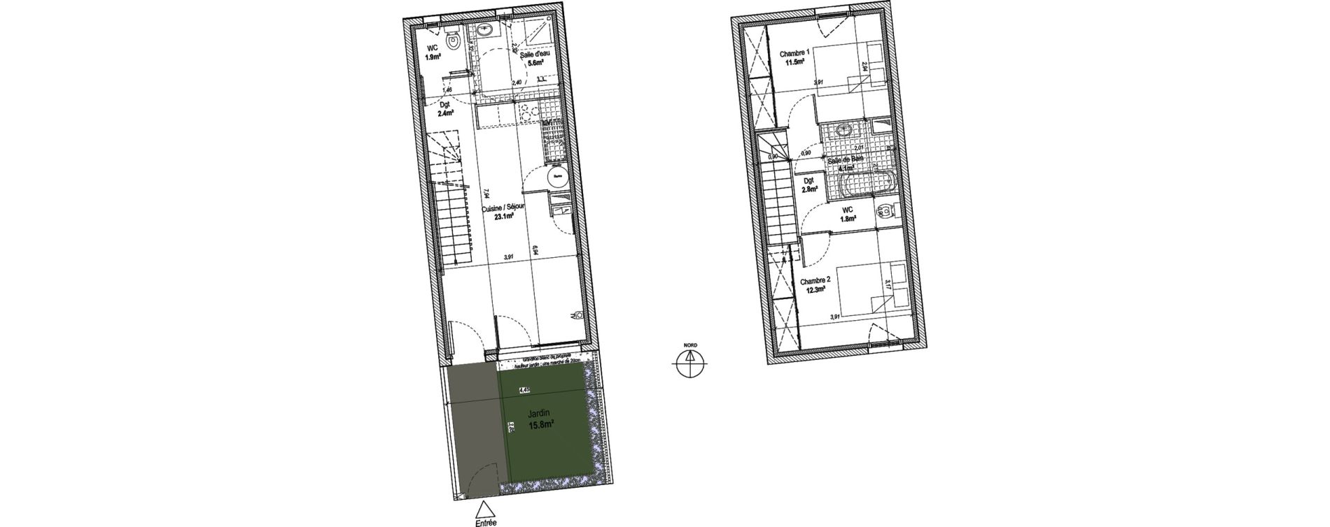 Maison T3 de 65,50 m2 &agrave; Marguerittes Centre