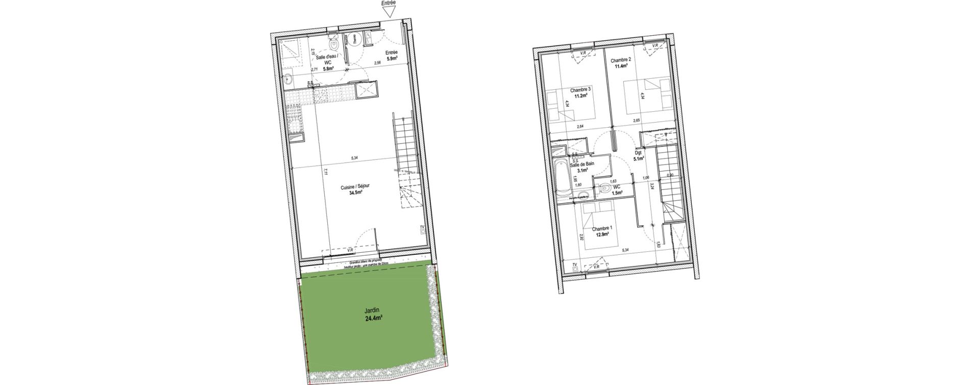 Maison T4 de 91,40 m2 &agrave; Marguerittes Centre