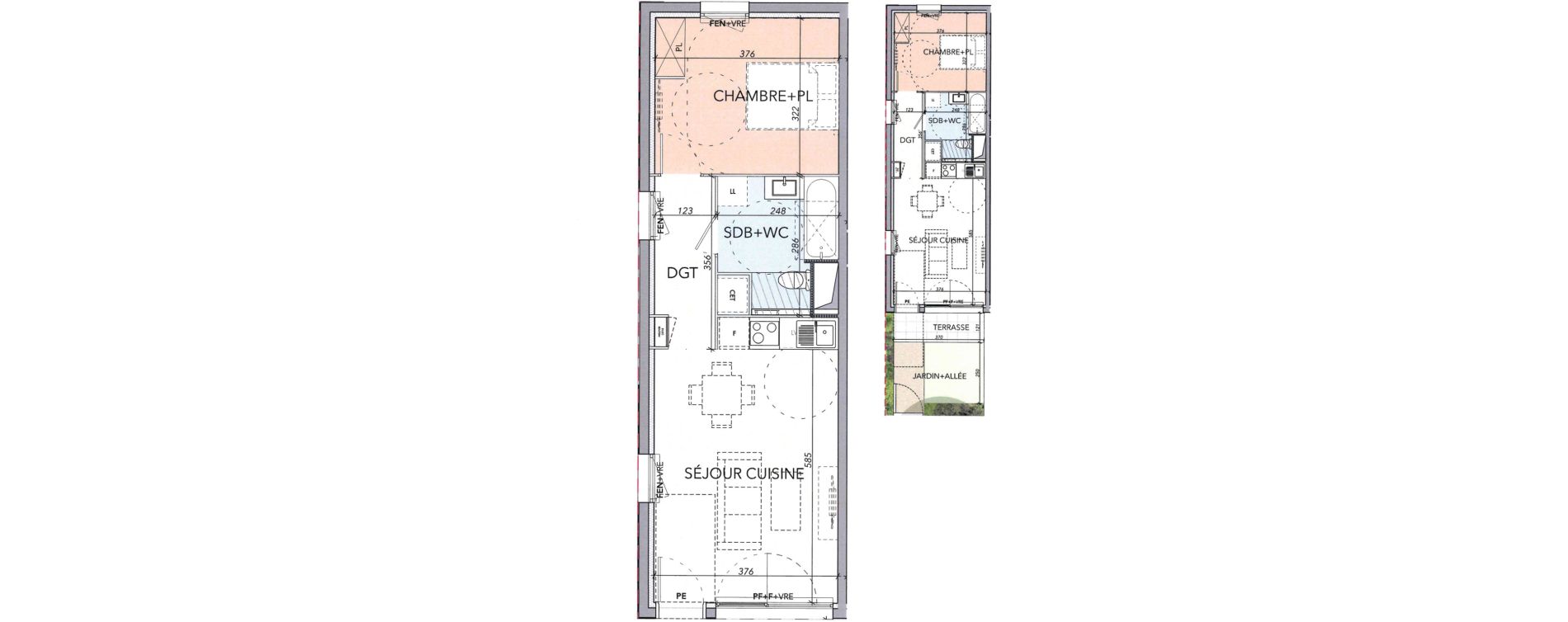 Appartement T2 de 43,80 m2 &agrave; Marguerittes Centre