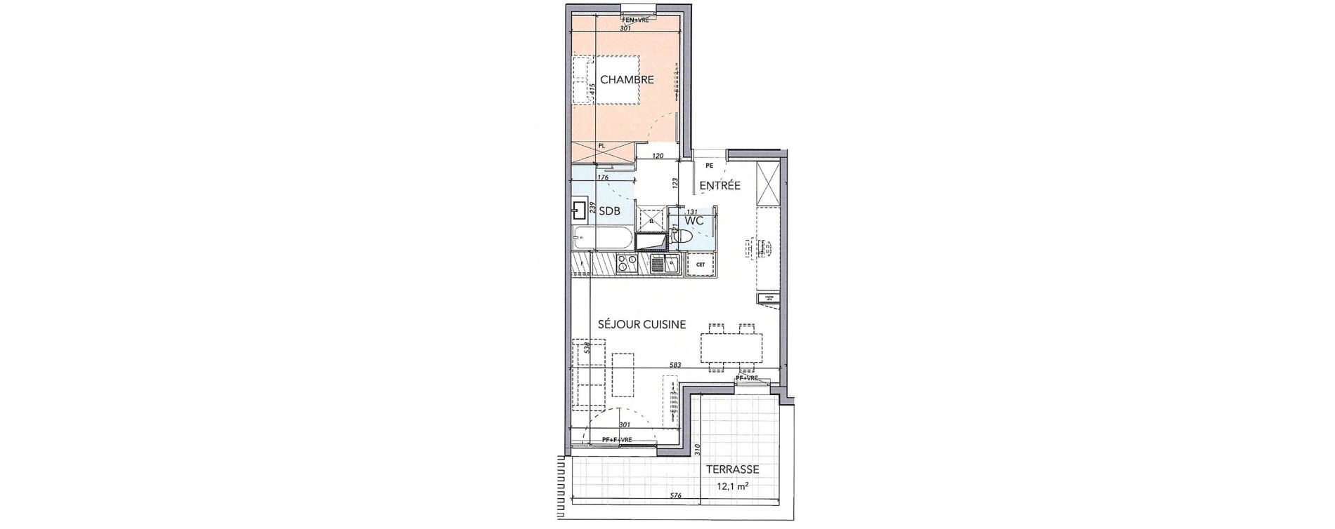 Appartement T2 de 52,00 m2 &agrave; Marguerittes Centre