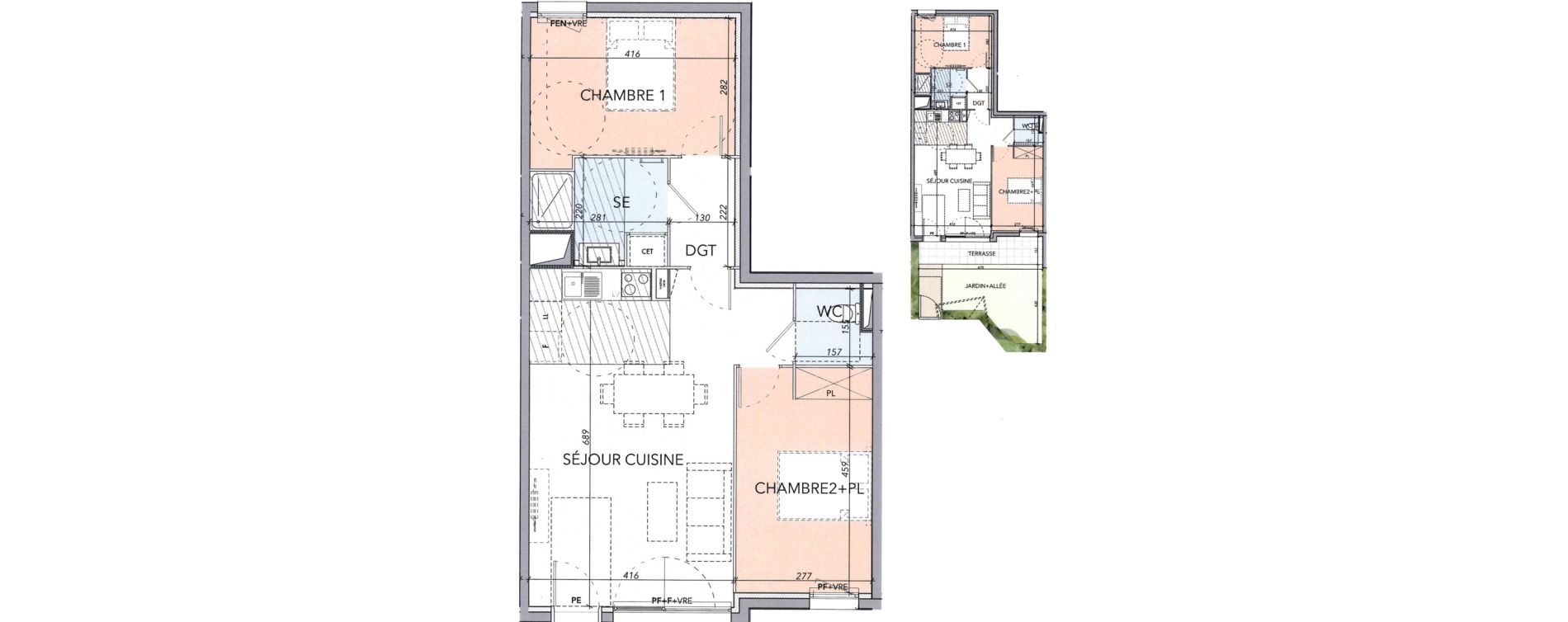 Appartement T3 de 65,40 m2 &agrave; Marguerittes Centre