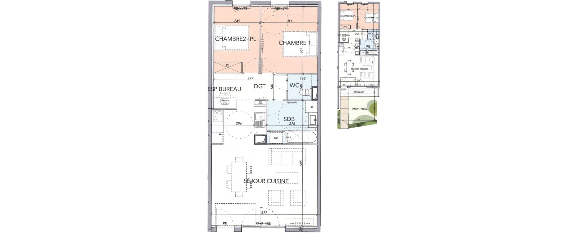 Appartement T3 de 66,70 m2 &agrave; Marguerittes Centre