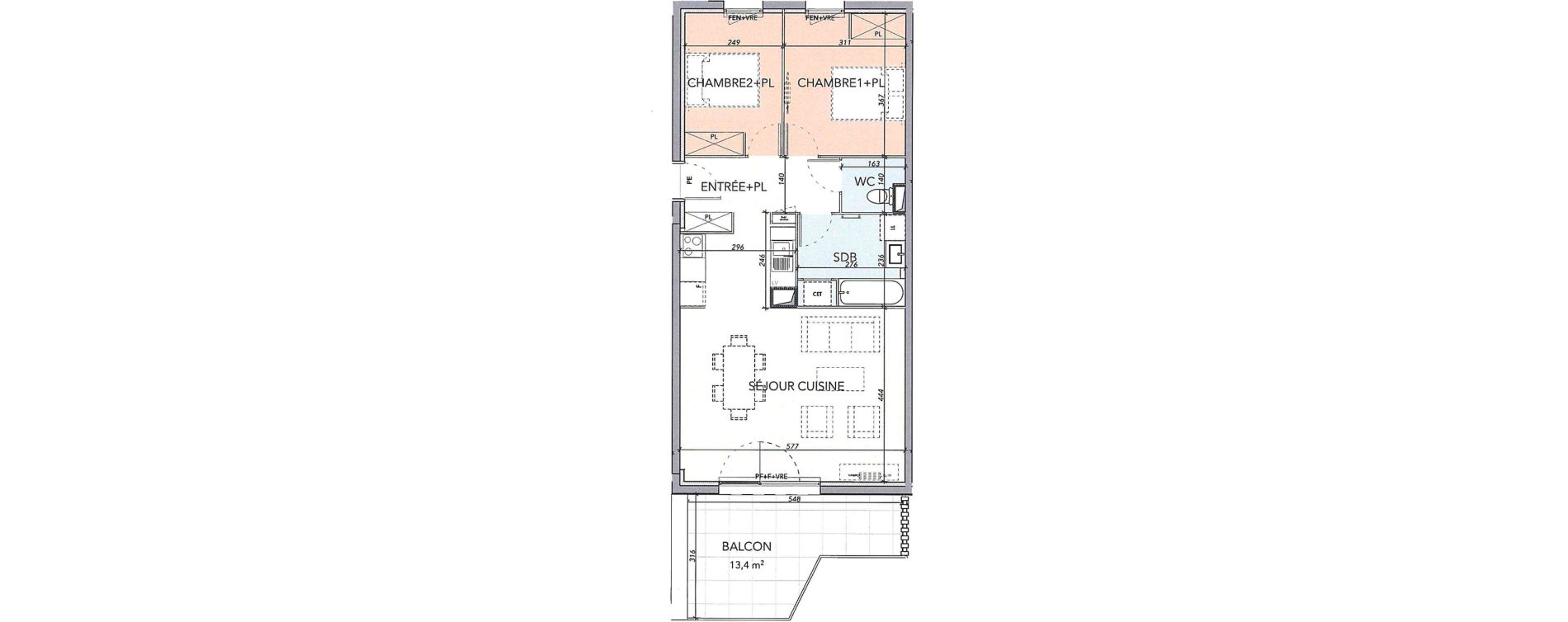 Appartement T3 de 66,70 m2 &agrave; Marguerittes Centre