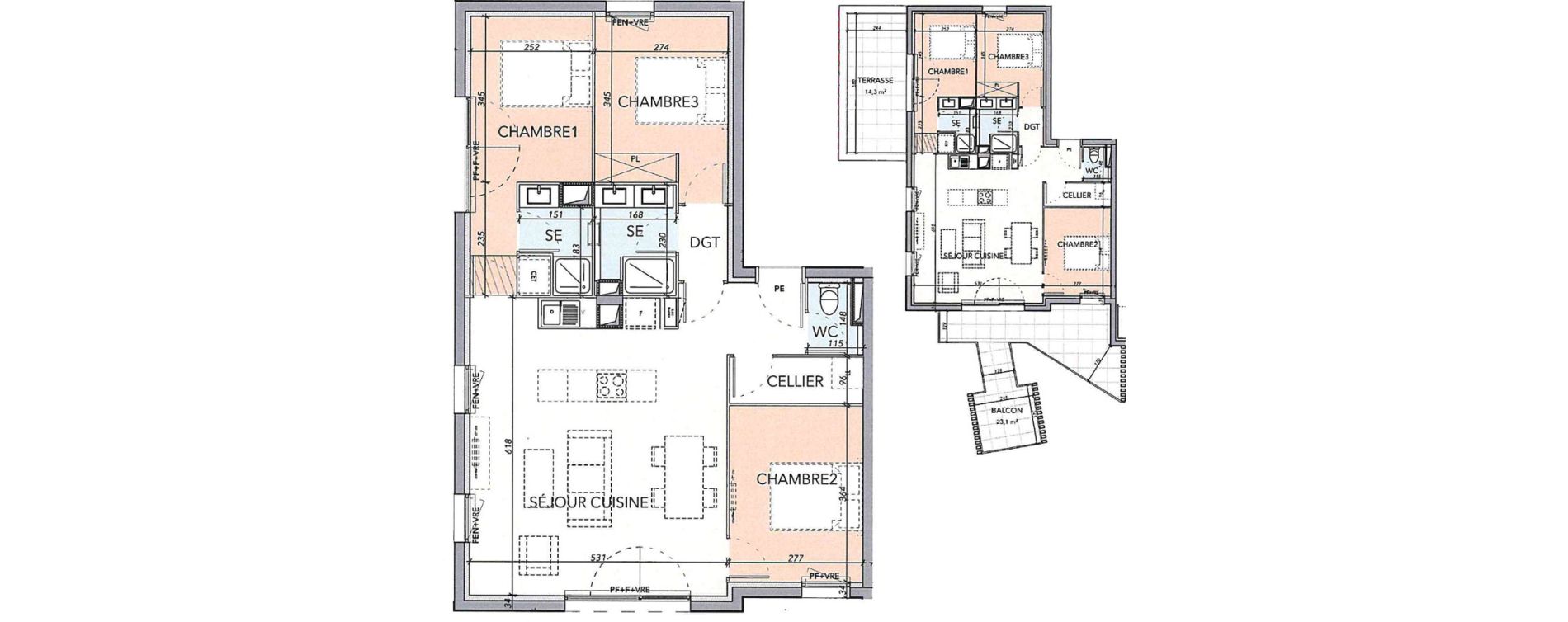 Appartement T4 de 78,60 m2 &agrave; Marguerittes Centre