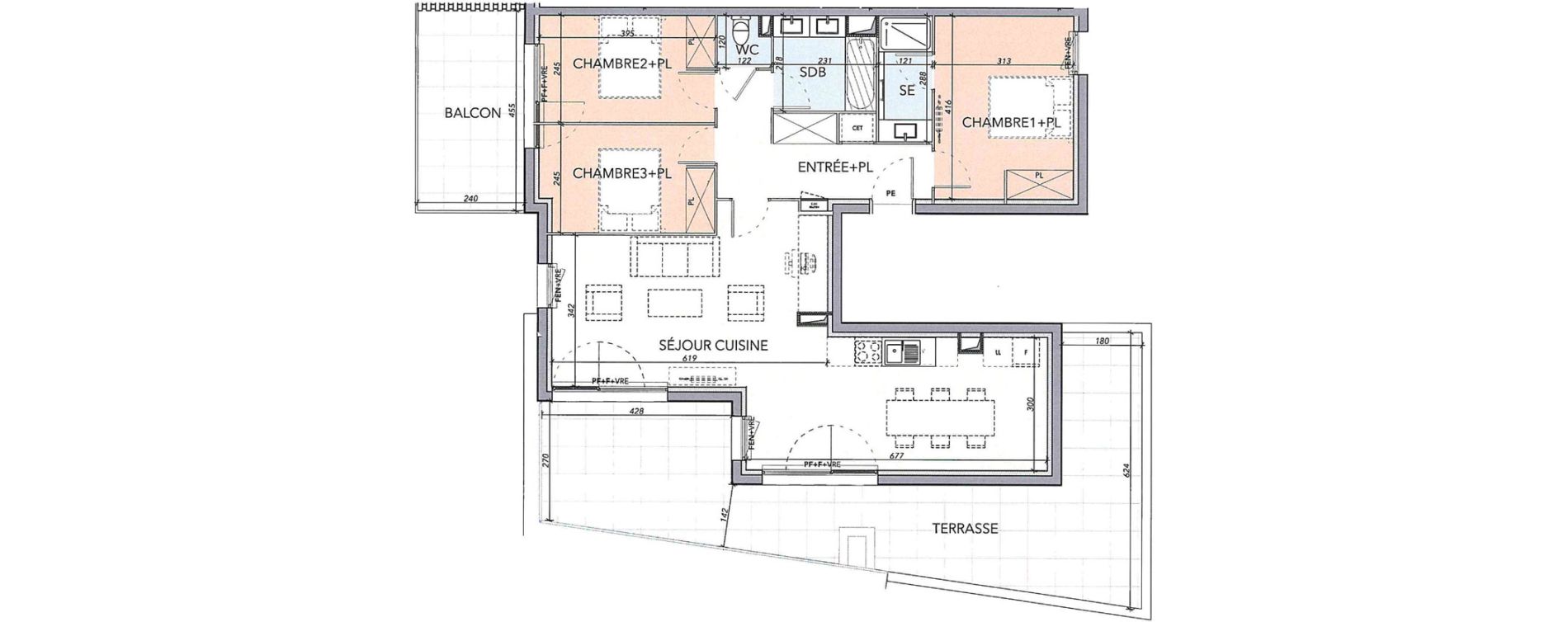 Appartement T4 de 92,70 m2 &agrave; Marguerittes Centre