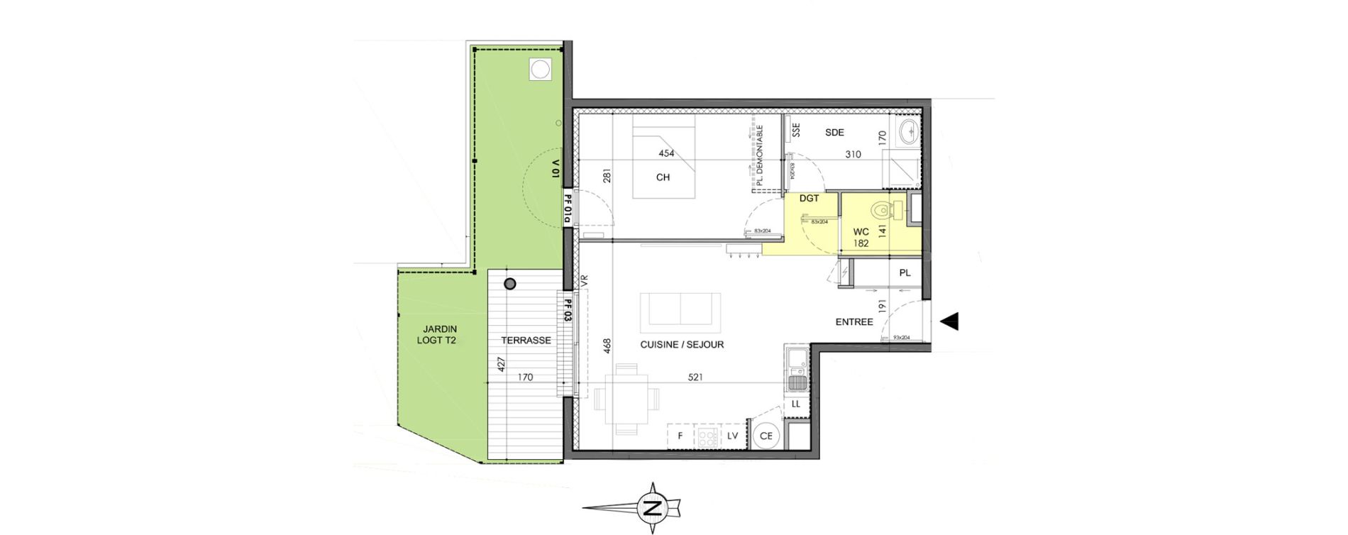 Appartement T2 de 50,30 m2 &agrave; Marguerittes Centre