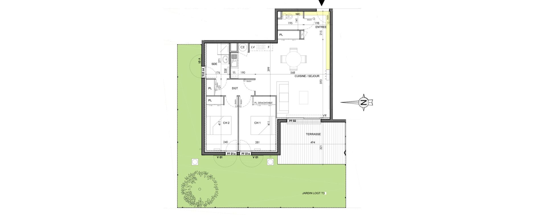 Appartement T3 de 73,59 m2 &agrave; Marguerittes Centre