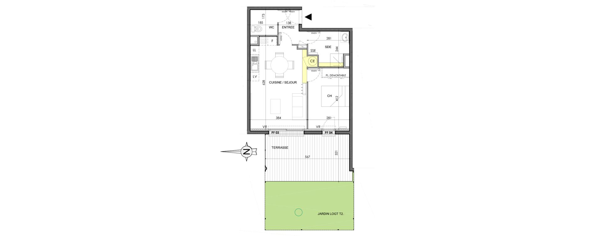 Appartement T2 de 47,20 m2 &agrave; Marguerittes Centre
