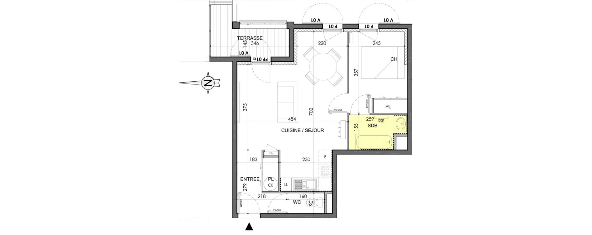Appartement T2 de 44,65 m2 &agrave; Marguerittes Centre